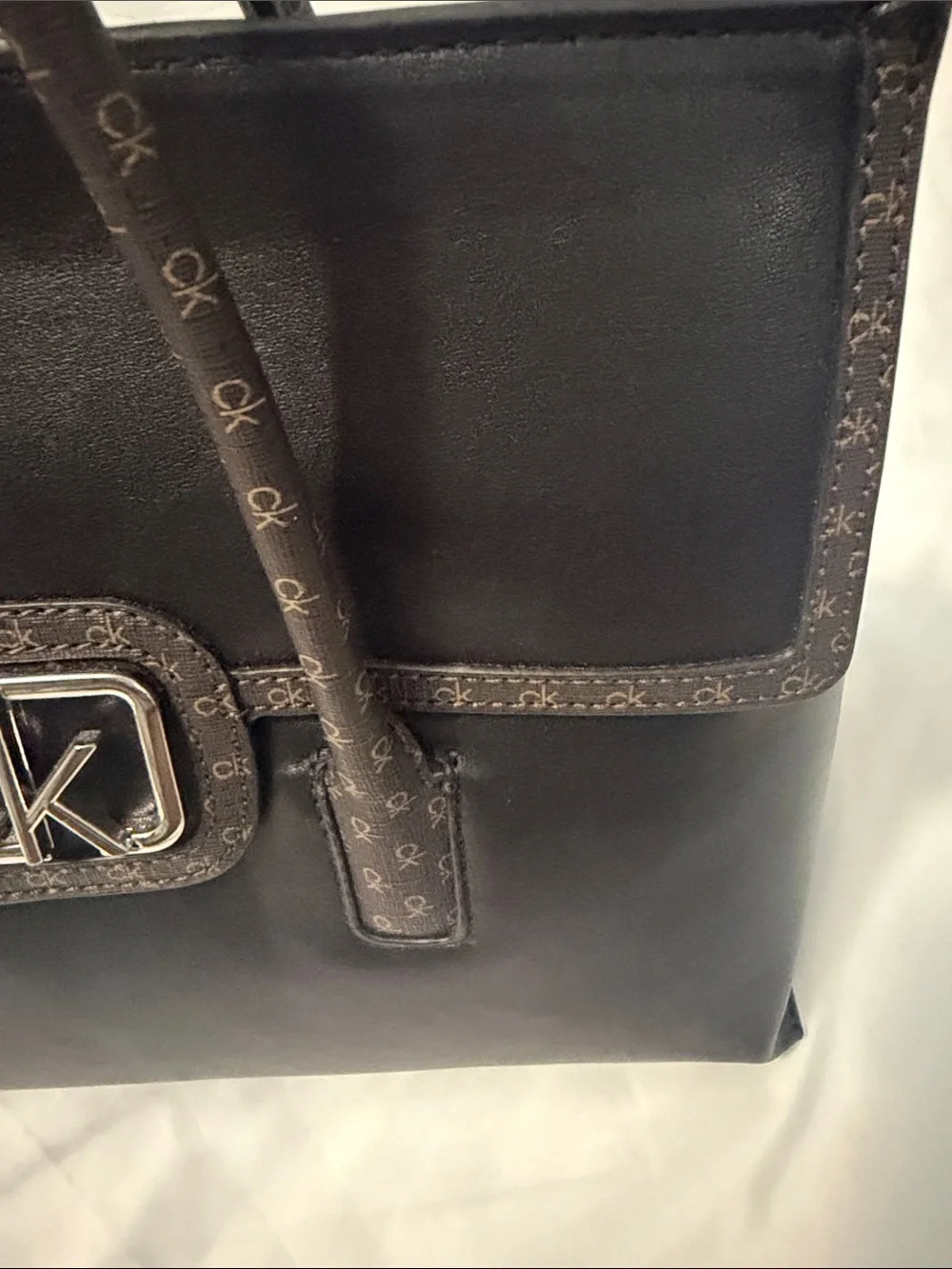 Calvin Klein Black Satchel with CK Logo Plaque